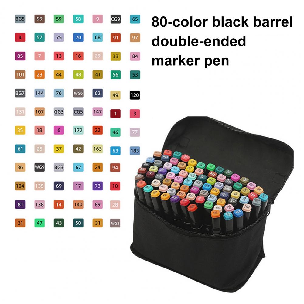 Illustration Marker Set - ปากกามาร์คเกอร์สองหัวไร้กลิ่น 80 สี ชุดปากกาหัวคู่สำหรับวาดภาพประกอบ ปากกาหัวพู่กันละเอียดสำหรับงานออกแบบแอนิเมชั่น