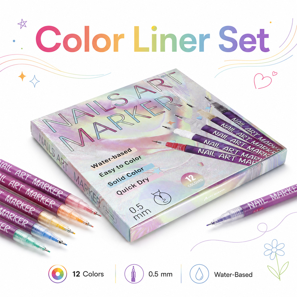Illustration Marker Set - ชุดปากกามาร์กเกอร์เส้นเล็ก 12 ชิ้น หัวปากกาทนทาน หมึกคุณภาพดี สำหรับงาน