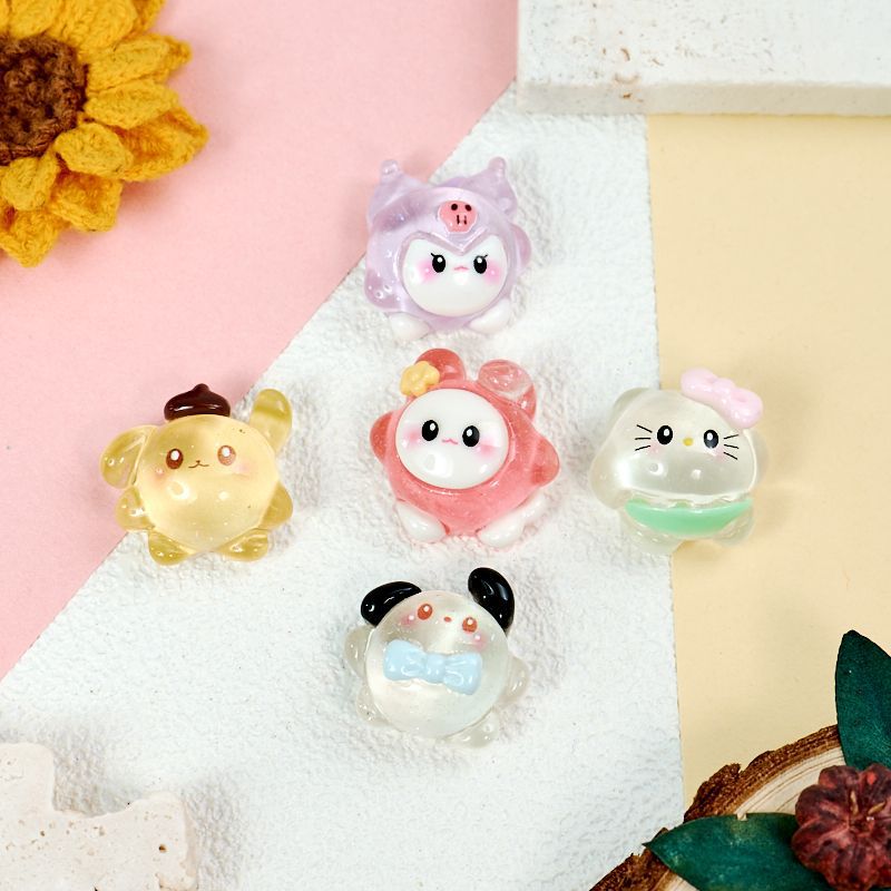 Art Craft Glue - เรซิ่นคาโบชองเรืองแสงในที่มืด 20 ชิ้น, จี้รูปทรงกลมน่ารักสำหรับตกแต่งเคสมือถือ, กิ๊บติดผม, ของตกแต่งรถยนต์