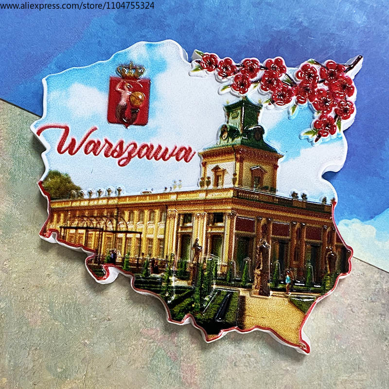 Art Craft Magnet - Warsaw 3D แม่เหล็กติดตู้เย็น ของที่ระลึกสําหรับนักท่องเที่ยว แม่เหล็กติดตู้เย็น อุปกรณ์ตกแต่ง