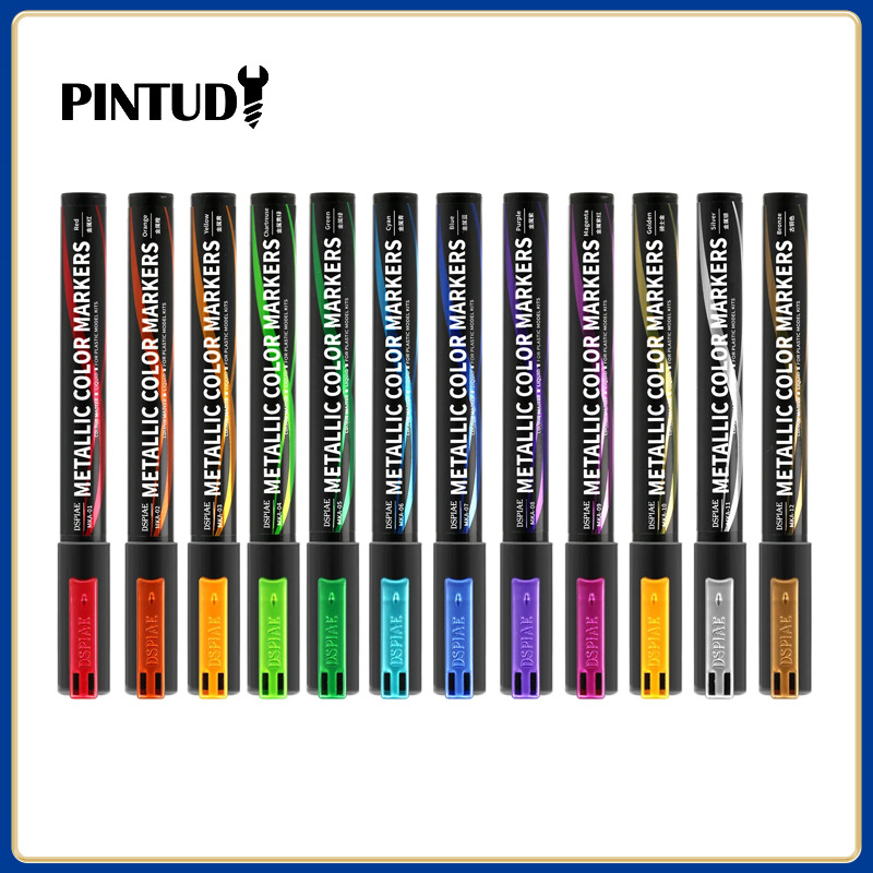 Illustration Marker Set - 【2026 ใหม่】DSPIAE MKA 12 สีเมทัลลิกมาร์กเกอร์หัวนุ่มสูตรน้ำเป็นมิตรกับสิ่งแวดล้อมสำหรับโมเดลทหารงานอดิเรก DIY