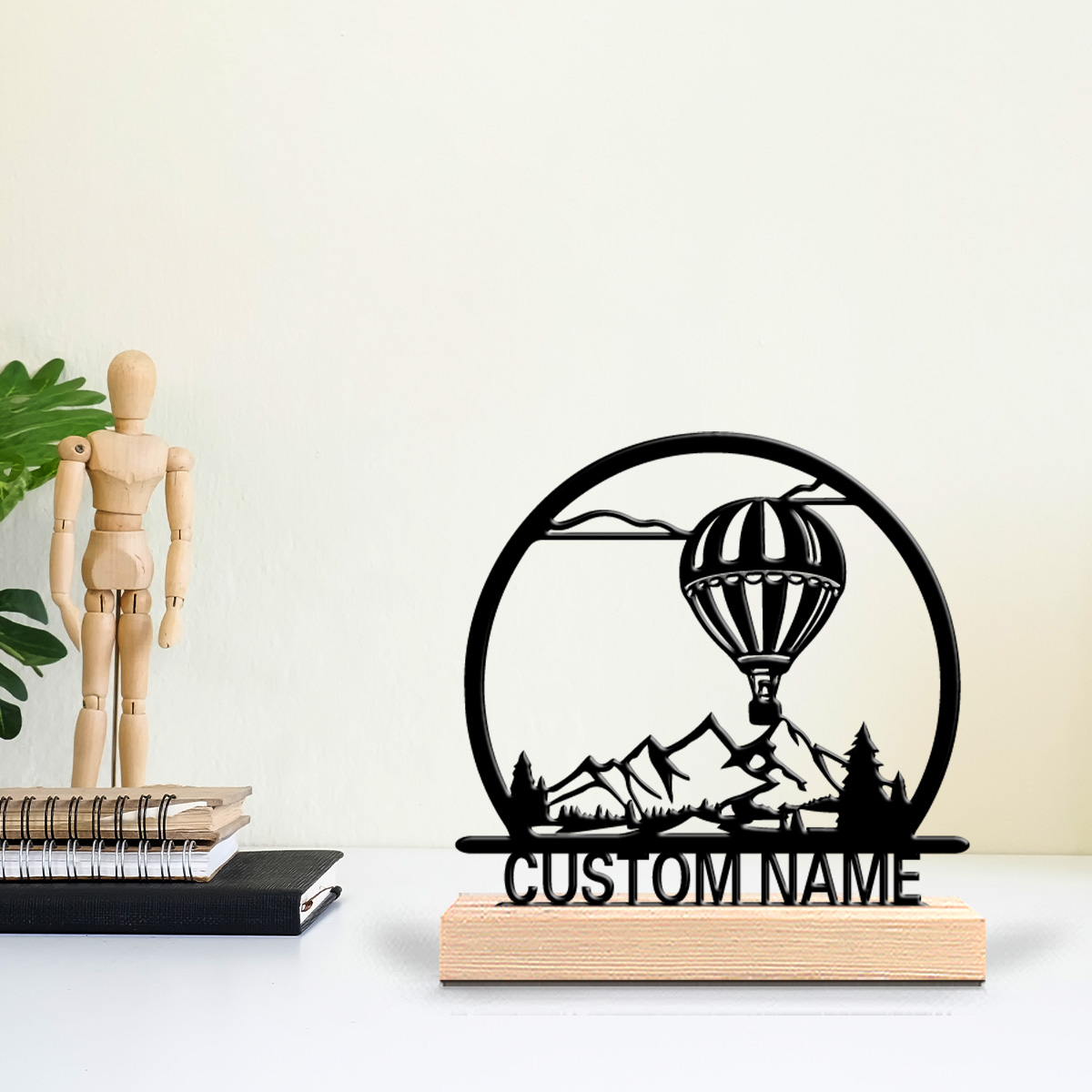 Art Craft Names - บอลลูนลมร้อน 1 ชิ้น ป้ายชื่อสั่งทำ รูปปั้นโลหะ ของตกแต่งงานศิลปะ