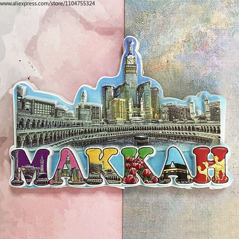 Art Craft Magnet - เมกกะ 3D แม่เหล็กติดตู้เย็น ของที่ระลึกการท่องเที่ยว แม่เหล็กติดตู้เย็น อุปกรณ์ตกแต่ง