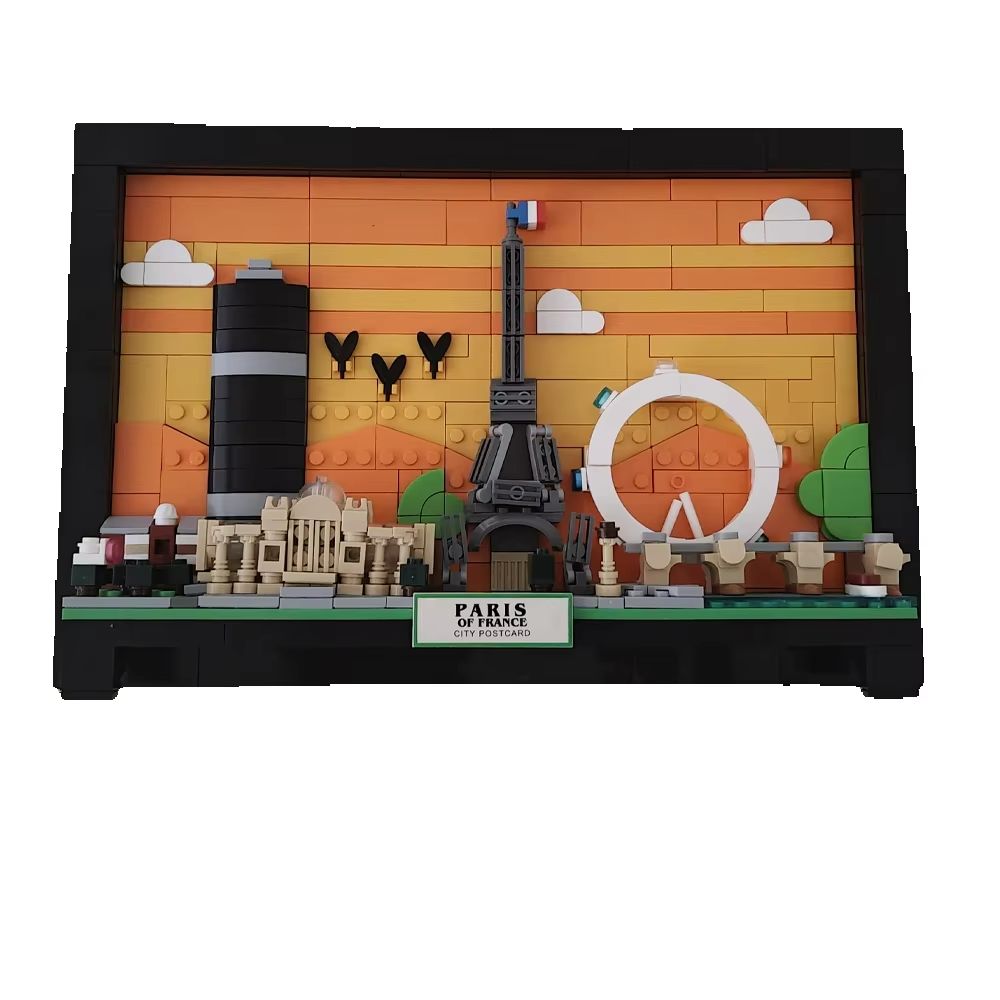 Art Craft Building - ชุดตัวต่อบล็อกภาพโปสการ์ดปารีส ชุดโมเดลสถาปัตยกรรมชื่อดัง งานฝีมือตกแต่งผนัง ภาพศิลปะสร้างสรรค์ พร้อมกรอบรูป (598