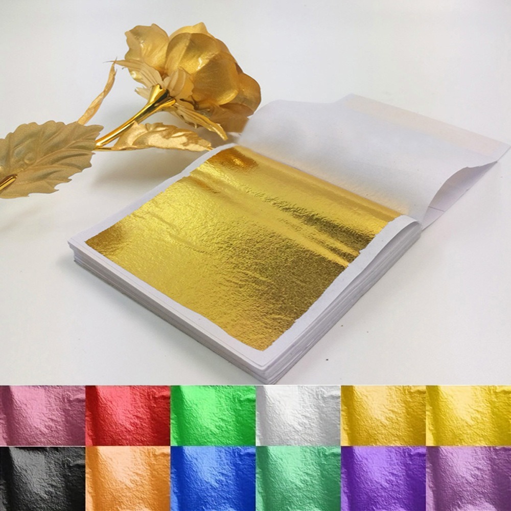 Art Craft Easy With Paper - กระดาษฟอยล์สีทอง 100 แผ่น ชิ้นส่วนสีทองและสีเงิน ฉีกง่าย อุปกรณ์ทำขนม