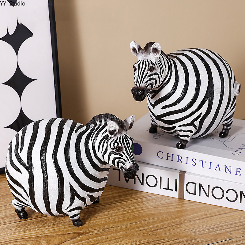 Art Craft Zebra - ของตกแต่งเรซิ่นรูปม้าลายสไตล์นอร์ดิก งานศิลปะรูปสัตว์ ของประดับตกแต่งบ้าน ห้องนั่งเล่น โต๊ะอาหาร งานฝีมือ