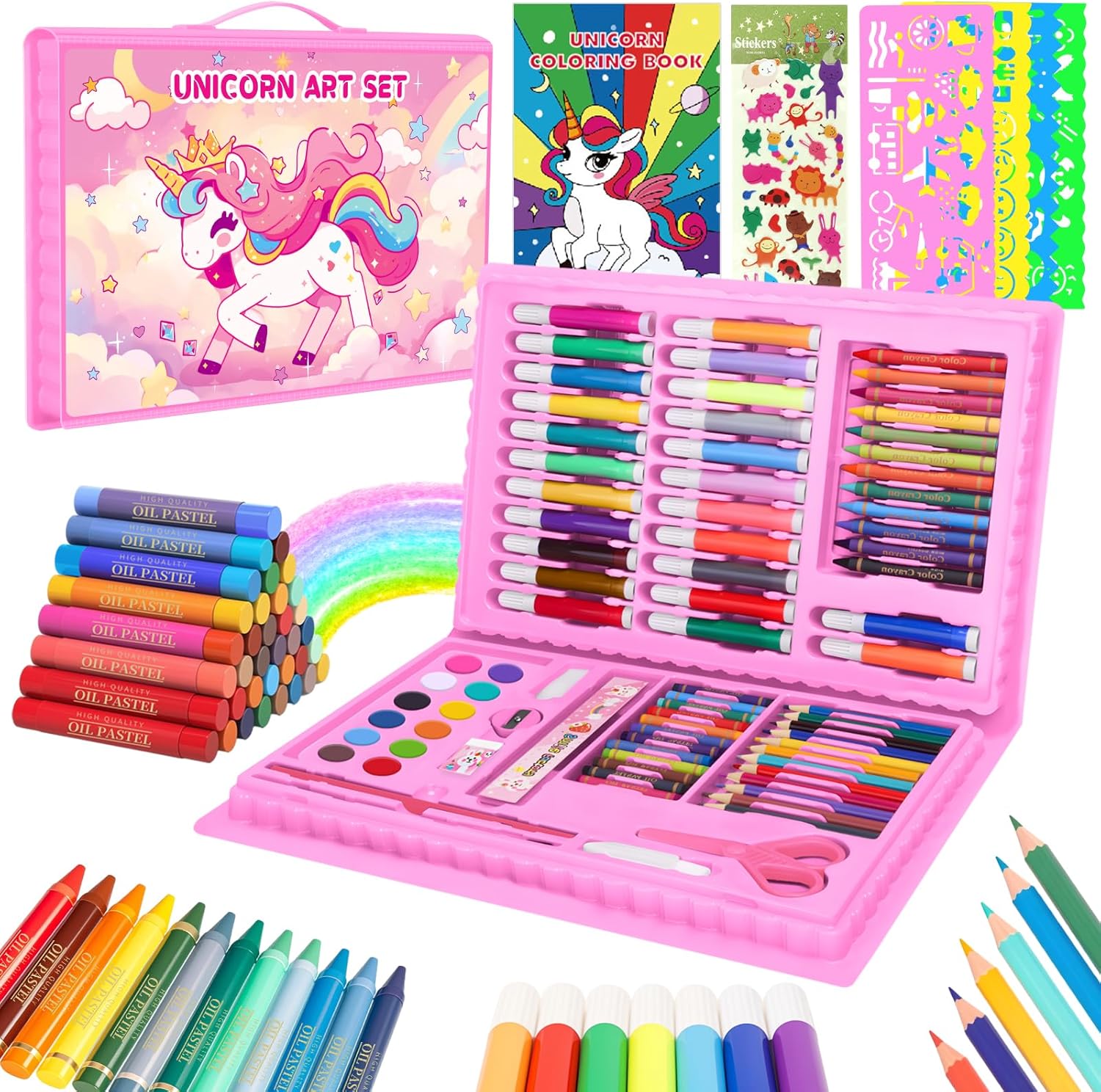 Illustration Marker Set - ชุดสมุดระบายสีสำหรับเด็ก ชุดวาดและระบายสีไดโนเสาร์ พร้อมดินสอสี ดินสอสีไม้ ปากกามาร์คเกอร์ สมุดสเก็ตช์ภาพ