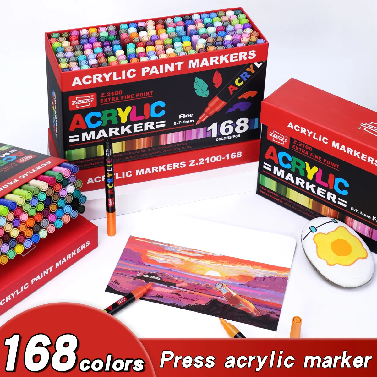 Illustration Marker Set - ชุดปากกาสีอะคริลิค 36-240 สี สำหรับงานศิลปะ ระบายสีหิน แก้ว