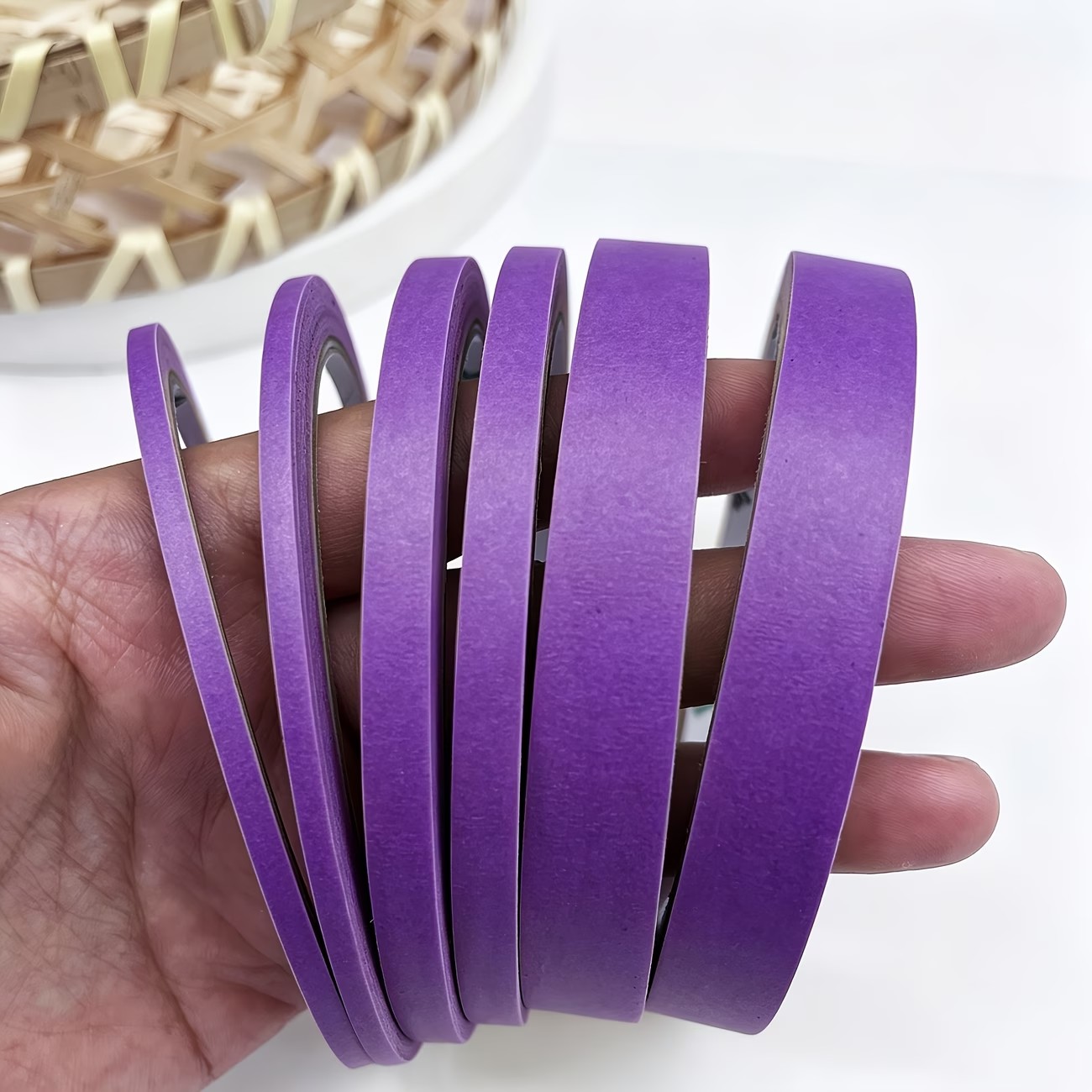 Washi Tape Rolls - เทปวาชิสีม่วง 3/6 ม้วน หลายขนาด 3 มม.-13