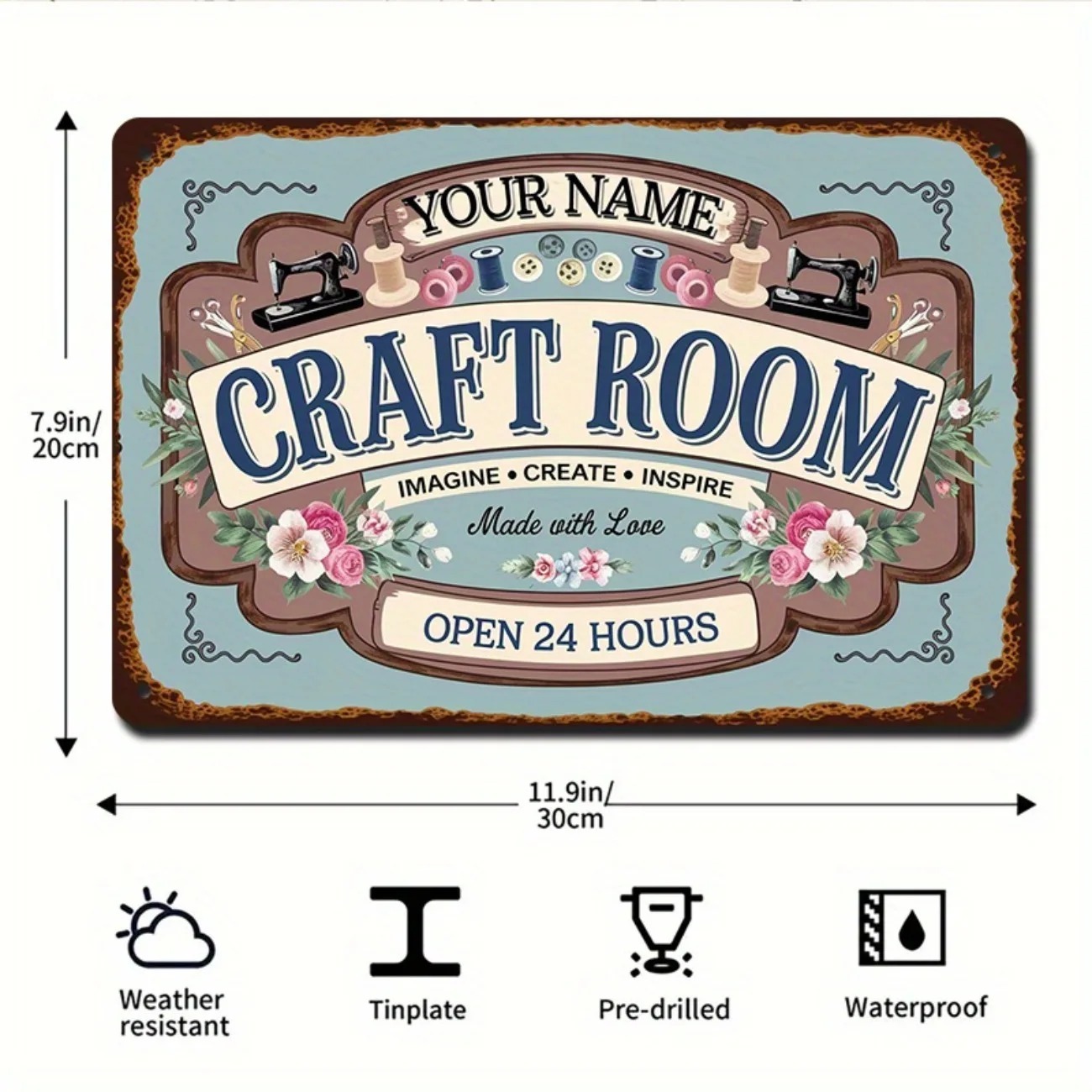 Art Craft Names - ป้ายห้องงานฝีมือโลหะแบบกำหนดเอง ศิลปะติดผนังสไตล์เรโทรสร้างแรงบันดาลใจ สำหรับสตูดิโอศิลปะและบ้าน