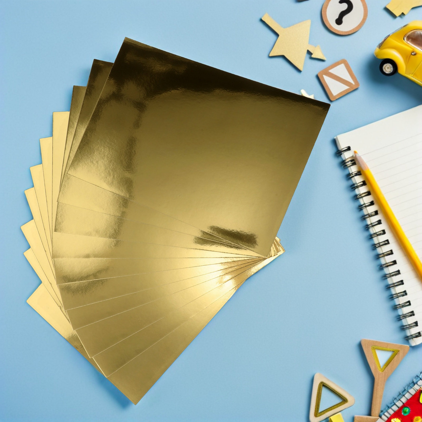 Art Craft Easy With Paper - กระดาษการ์ดสต็อกสีทองแบบกระจก 5 แพ็ค ขนาด A4 ผิวเมทัลลิก