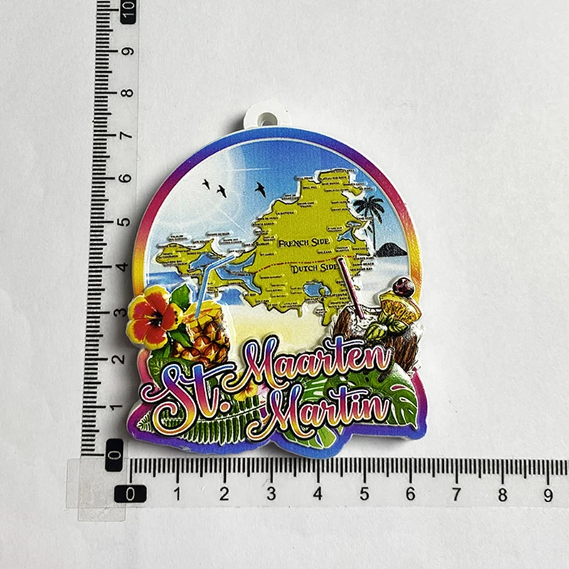 Art Craft Magnet - Saint Maarten ของที่ระลึกการท่องเที่ยวของขวัญตกแต่งบ้านคอลเลกชันศิลปะและหัตถกรรมแผนที่ 3D สเตอริโอแม่เหล็กตู้เย็น