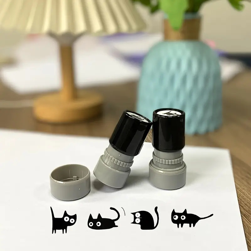 Art Craft Journal - แสตมป์แมวดำคอเอียงสุดน่ารัก เหมาะสำหรับงานศิลปะการจดบันทึก งานฝีมือ และโครงการนักเรียนในห้องเรียน