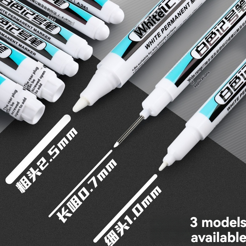 Illustration Marker Set - 1/10/20 ชิ้นสีขาวปากกามาร์กเกอร์ถาวรชุด 0.7/1.0/45 มม.ปากกาสีปากกาหมึกสำหรับพลาสติกหนังแก้วหินโลหะอุปกรณ์ศิลปะ