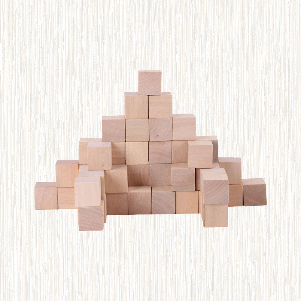 Art Craft Building - บล็อกไม้ทรงสี่เหลี่ยม 50 ชิ้น วัสดุสร้างสรรค์สำหรับงานฝีมือ DIY ปลอดภัย