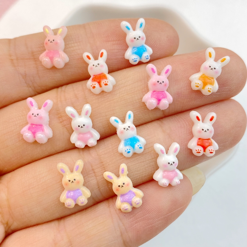 Art Craft Rabbit - เรซิ่นเล็บผสมใหม่50ชิ้นเสน่ห์ของดีไซเนอร์กระต่ายน่ารักงานฝีมือ DIY สำหรับตกแต่ง3D เล็บ