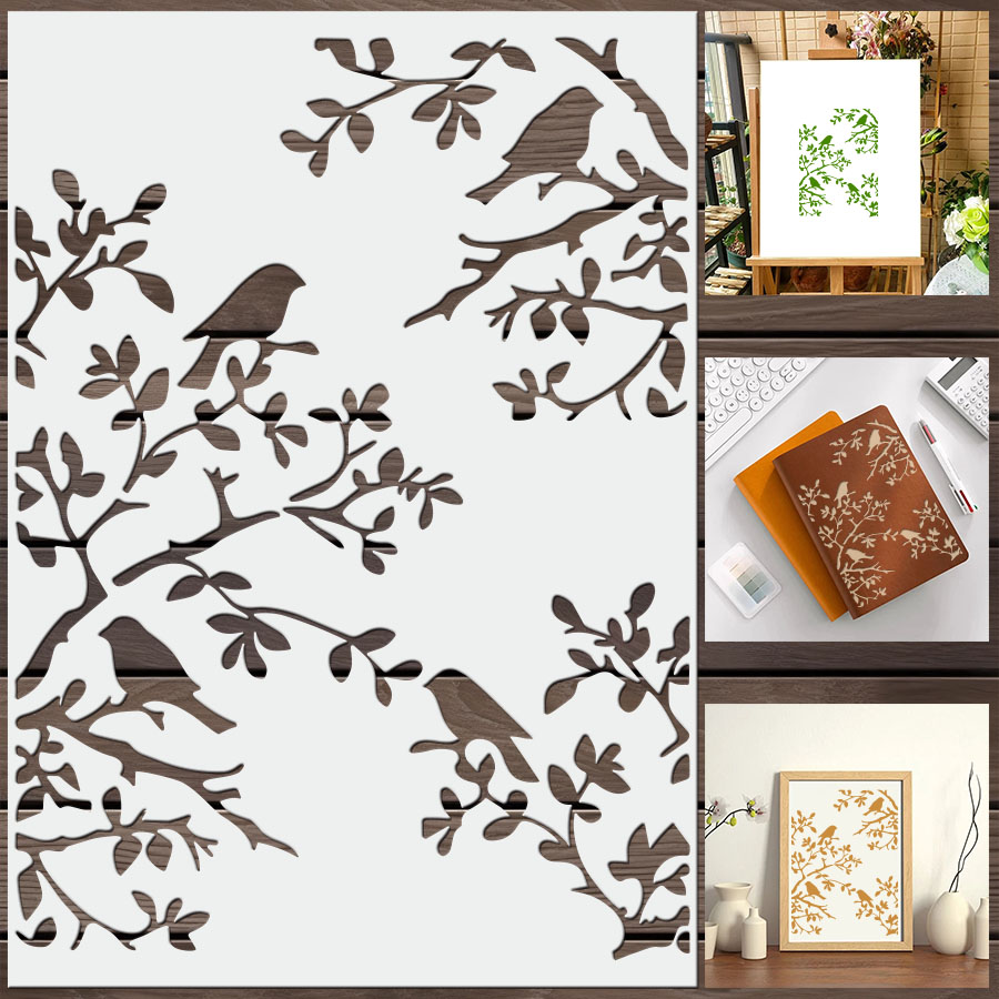 ลายฉลุกิ่งนกสำหรับตกแต่งผนัง D - Art Craft Journal บทวิจารณ์และราคา