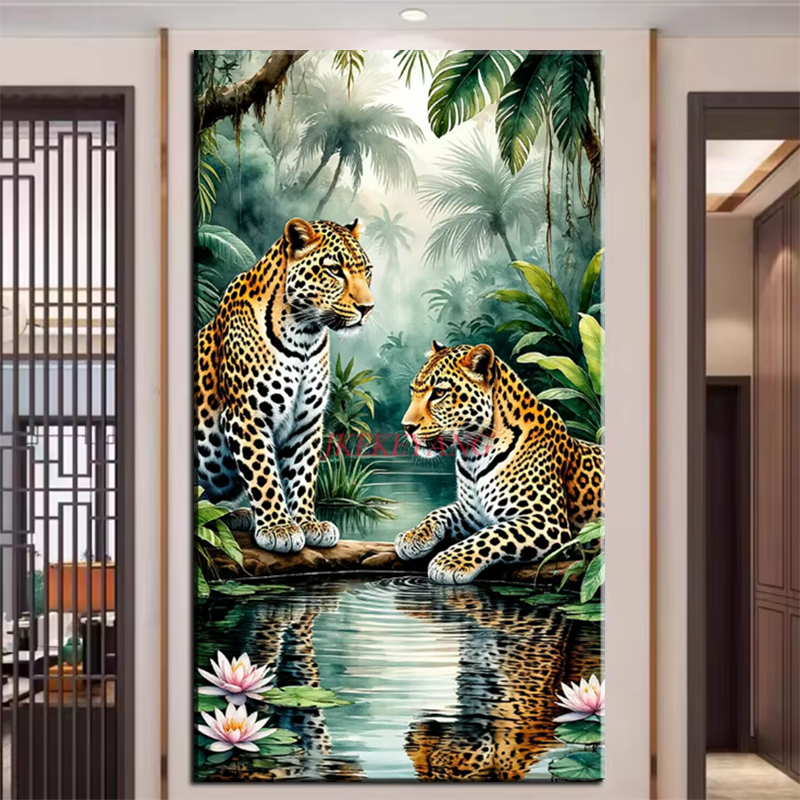 ใหม่ป่าภูมิทัศน์ป่า 5D DIY เพช - Art And Craft Jungle บทวิจารณ์และราคา